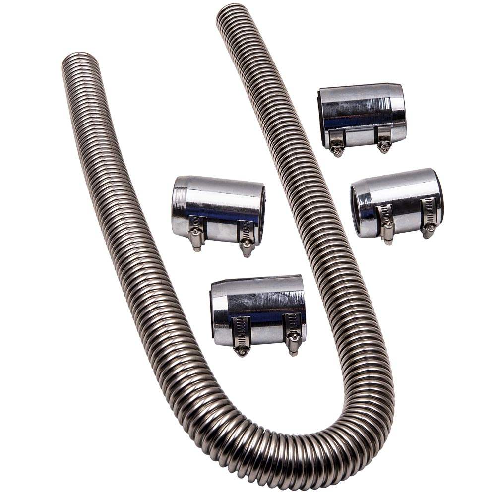 Universal 48 inch Stainless Steel Radiator Flexible Coolant Water Hose Kit With Caps