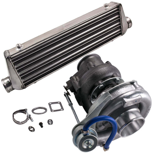 T04E Turbo Charger Kit 4-Bolt 400+HP Stage III Wastegate+ 27x7x2.5 Intercooler