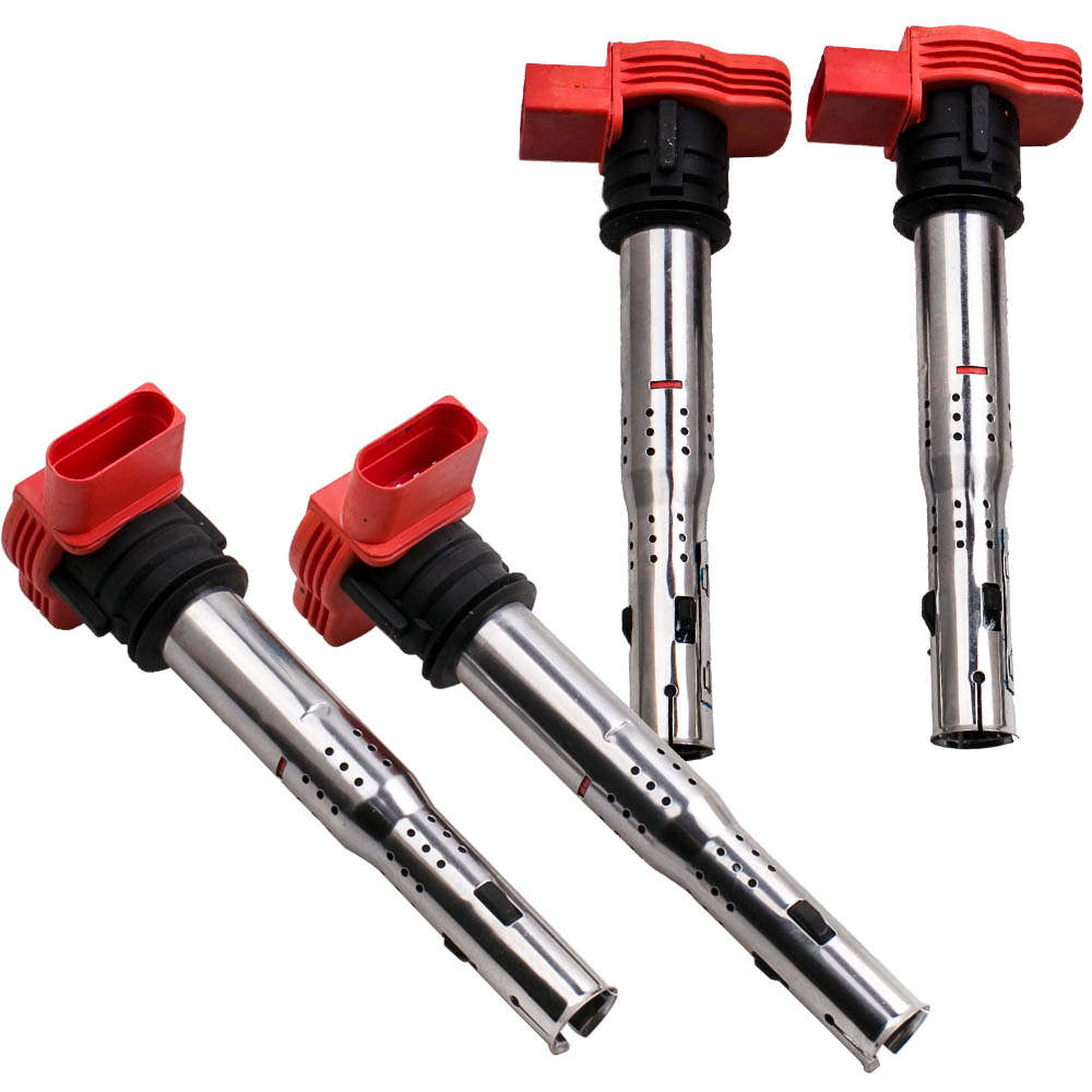 4x compatible for AUDI R8 Red Coil Packs Set 2.0TFSI/2.0TSI A3/GOLF 5/LEON 06E905115E