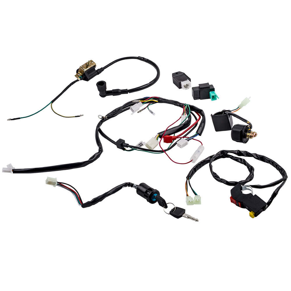 Electric Quad Wiring Harness Wire CDI Solenoid Coil For ATV 50-110cc Engine