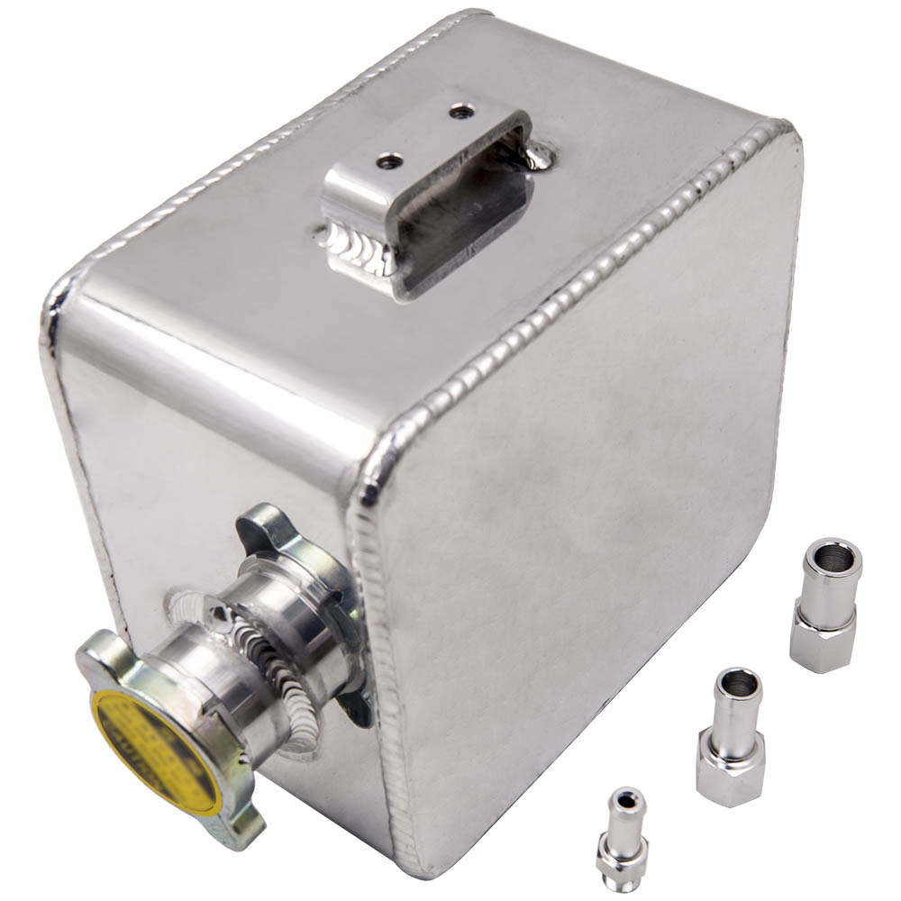 Aluminum Alloy Universal 2.5L Coolant Expansion Bottle Overflow Tank andCap Silver