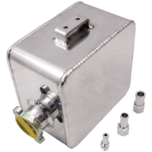 Aluminum Alloy Universal 2.5L Coolant Expansion Bottle Overflow Tank andCap Silver