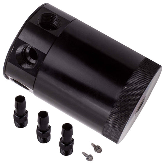 Auto Racing Baffled 3-Port Oil Catch Can/Tank/Air-Oil Separator Kit