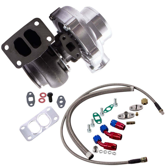 Universal T70 Turbo Turbocharger T3 .82 A/R + Oil Drain Return FEED Line Kit