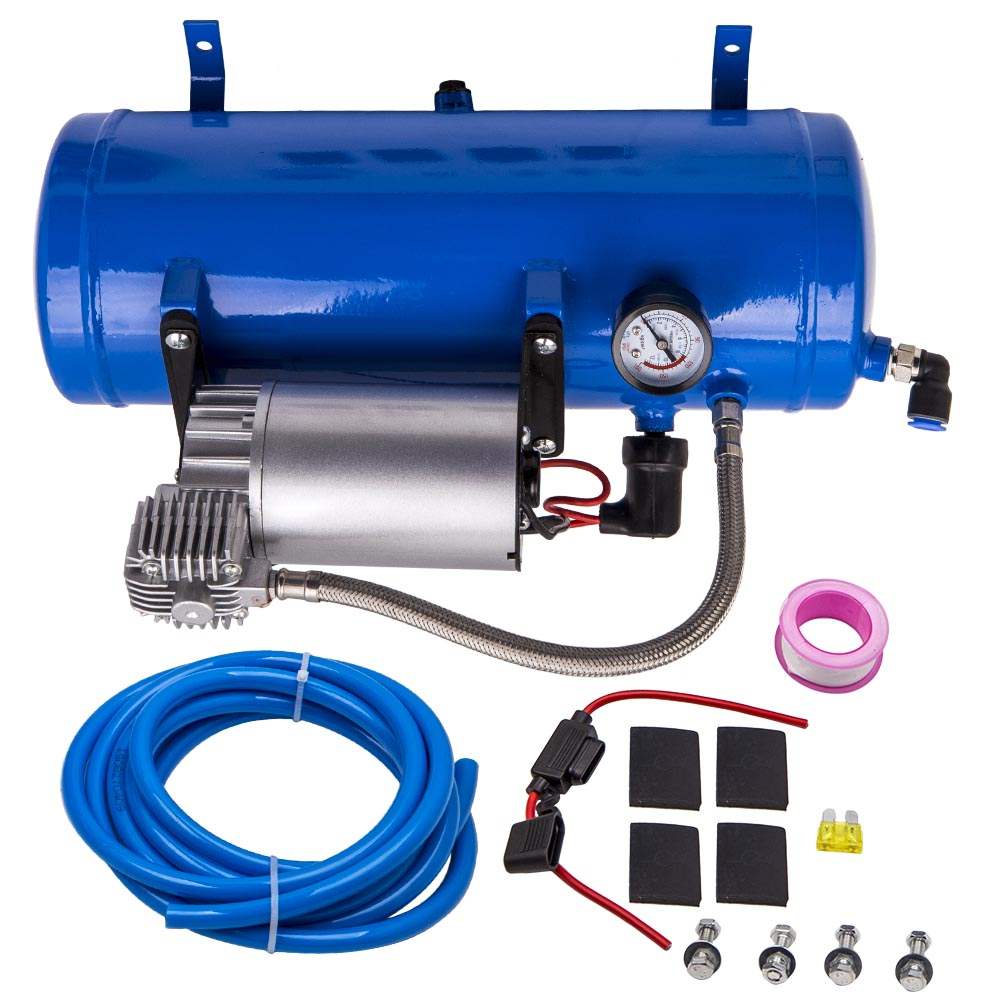 AIR COMPRESSOR WITH 6 LITER TANK FOR TRAIN HORNS MOTORHOME TIRES DC 12V 150PSI