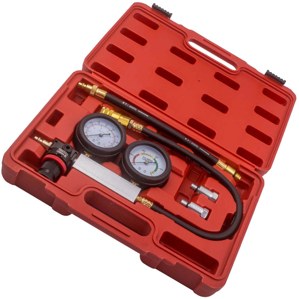 Auto Petrol Engine Cylinder Compression Leakage Leakdown Tester Gauge Kit