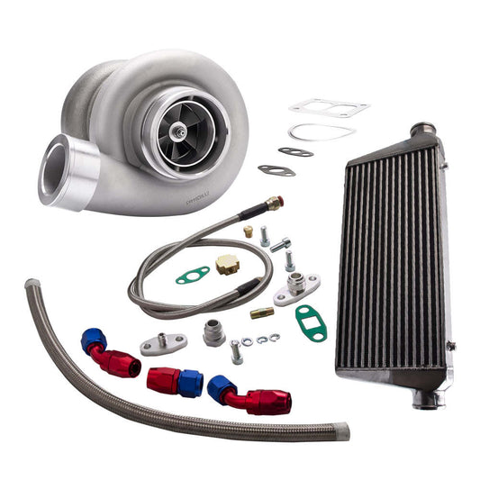 Gt45 Turbocharger T4 V-band 1.05 A/r 78trim 600+hp Boost+oil Feed Line Sets