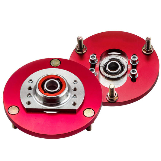 Compatible for BMW E46 3 Series M3 Front Coilover Camber Plate Top Upper Mounts Red Pair