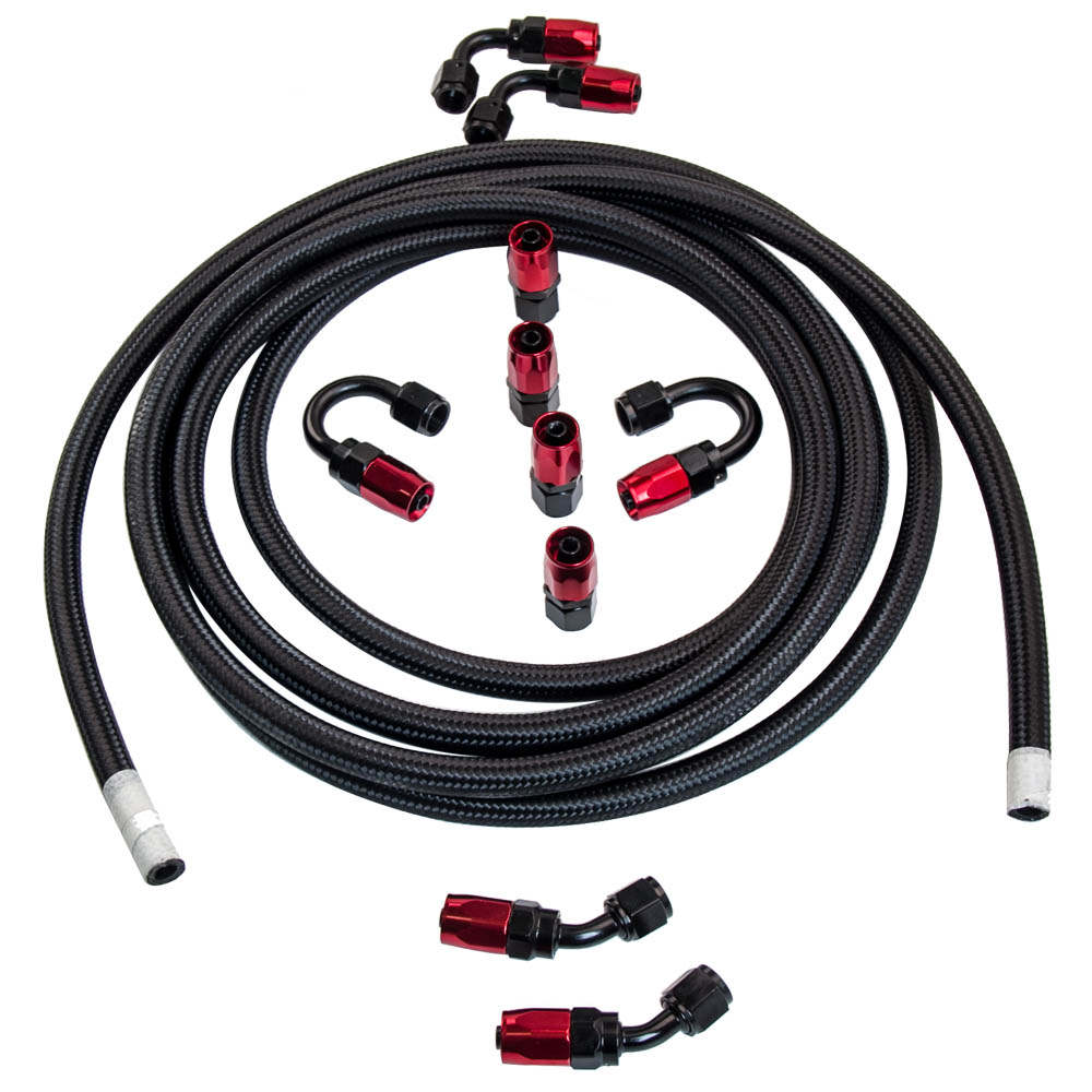 Stainless Steel Braided Oil Fuel Line AN6 6AN 5M 16ft and Fitting Hose End Kit