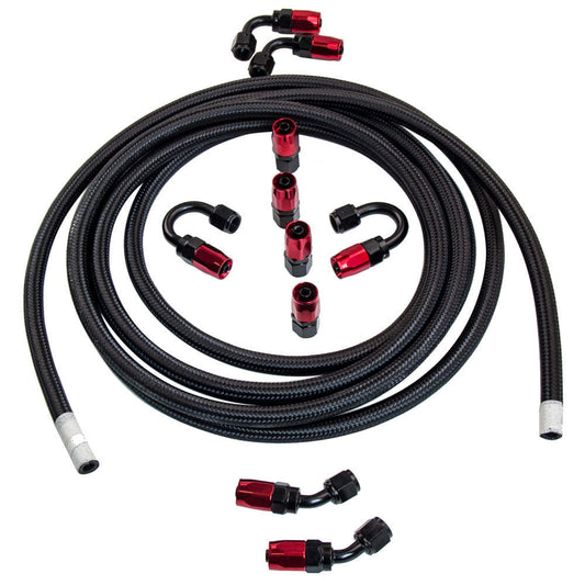 Stainless Steel Braided Oil Fuel Line AN6 6AN 5M 16ft and Fitting Hose End Kit