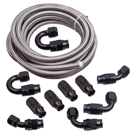 -10AN AN10 Ethanol E85 Stainless Steel PTFE Fuel Line 20FT Fitting Hose