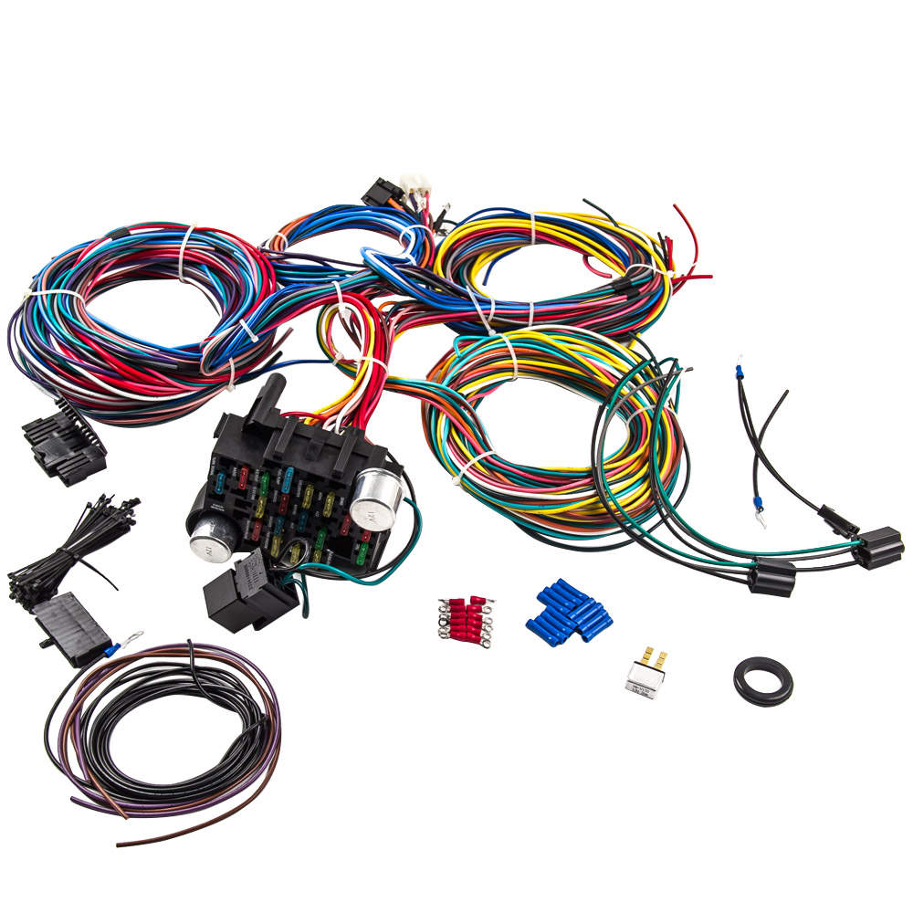 21 Circuit Wiring Harness for CHEVY Mopar compatible for FORD Hotrod UNIVERSAL Extra long Wires
