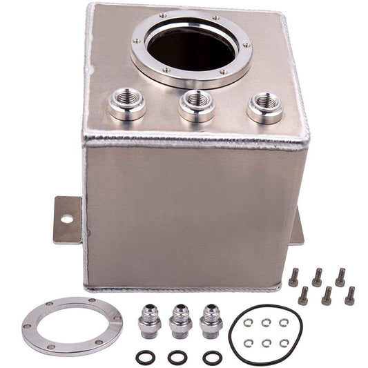 Silver 2Litre Aluminum Fuel Surge Tank Fuel Tank For 044 External Fuel Pump 6AN