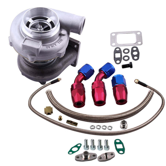 GT30 GT3037 GT3076 Turbo Turbocharger 0.82 + Oil Drain Return Oil FEED Line CAC
