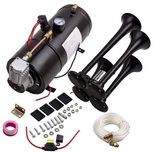 New Train Horn Kit 4 Trumpet W/150PSI Air Compressor Complete System Car