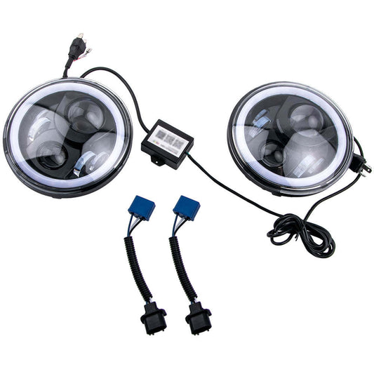 2x 7inch RGB LED Projector Headlights compatible for Nissan PATROL GQ High Output DRL