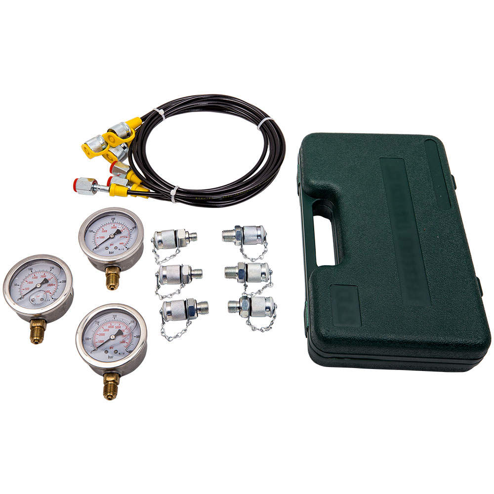 For Excavator Hydraulic Pressure Tester Diagnostic Coupling Test Kit 3x Gauge