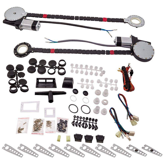 Electric Power Window Conversion Universal Kit Lift Regul 2 Door Roll Up Switch